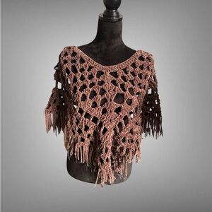 Women's Crochet poncho - Brown